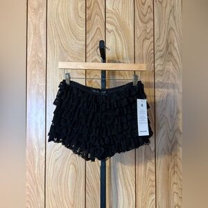 Black Tiered Lace Ruffle Shorts